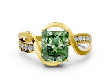 Yellow gold Fancy Green Radiant  Solitaire Twisted Band with Prong Setting_3