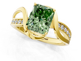 Yellow gold Fancy Green Radiant  Solitaire Twisted Band with Prong Setting_4