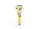 Yellow gold Fancy Green Radiant  Solitaire Twisted Band with Prong Setting_5