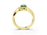Yellow gold Fancy Green Radiant  Solitaire Twisted Band with Prong Setting_6