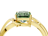 Yellow gold Fancy Green Radiant  Solitaire Twisted Band with Prong Setting_7