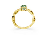 Yellow gold Fancy Green Radiant  Solitaire Twisted Pave Diamond Ring with Four-Prong Setting_15