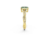 Yellow gold Fancy Green Radiant  Solitaire Twisted Pave Diamond Ring with Four-Prong Setting_73