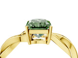 Yellow gold Fancy Green Radiant  Solitaire Twisted Pave Diamond Ring with Four-Prong Setting_75