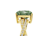 Yellow gold Fancy Green Radiant  Solitaire Twisted Pave Diamond Ring with Four-Prong Setting_76