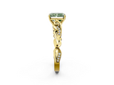 Yellow gold Fancy Green Radiant  Solitaire Vine Band with Milgrain Prong Setting_5