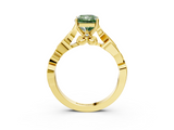 Yellow gold Fancy Green Radiant  Solitaire Vine Band with Milgrain Prong Setting_6