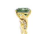 Yellow gold Fancy Green Radiant  Solitaire Vine Band with Milgrain Prong Setting_8