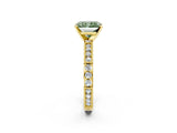 Yellow gold Fancy Green Radiant  Solitaire with Pavé Band and Four-Prong Setting_310