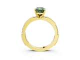 Yellow gold Fancy Green Radiant  Solitaire with Pavé Band and Four-Prong Setting_311
