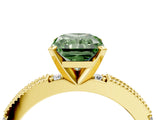 Yellow gold Fancy Green Radiant  Solitaire with Pavé Band and Four-Prong Setting_312