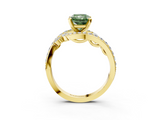 Yellow gold Fancy Green Radiant  Solitaire with Pavé Twist Band and Four-Prong Setting_76