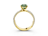 Yellow gold Fancy Green Radiant  Solitaire with Pave Band and Four-Prong Setting_6