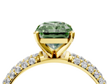 Yellow gold Fancy Green Radiant  Solitaire with Pave Band and Four-Prong Setting_7