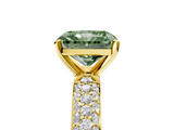 Yellow gold Fancy Green Radiant  Solitaire with Pave Band and Four-Prong Setting_8