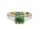 Yellow gold Fancy Green Radiant  Solitaire with Side Baguettes and Channel Set Band_62