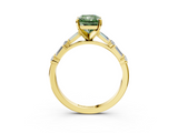 Yellow gold Fancy Green Radiant  Solitaire with Side Baguettes and Channel Set Band_65