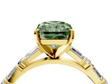 Yellow gold Fancy Green Radiant  Solitaire with Side Baguettes and Channel Set Band_66