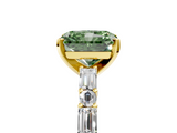 Yellow gold Fancy Green Radiant  Solitaire with Side Baguettes and Channel Set Band_67