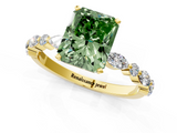 Yellow gold Fancy Green Radiant  Solitaire with Side Stones on a Pavé Band and Four-Prong Setting_24
