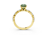 Yellow gold Fancy Green Radiant  Solitaire with Side Stones on a Pavé Band and Four-Prong Setting_26