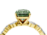 Yellow gold Fancy Green Radiant  Solitaire with Side Stones on a Pavé Band and Four-Prong Setting_27