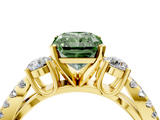 Yellow gold Fancy Green Radiant  Three-Stone Diamond Ring with Pavé Split Shank and Four-Prong Setting_66