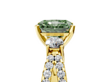 Yellow gold Fancy Green Radiant  Three-Stone Diamond Ring with Pavé Split Shank and Four-Prong Setting_67