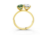 Yellow gold Fancy Green Radiant  and Emerald Cut Toi Moi Ring with Prong Setting_49