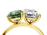 Yellow gold Fancy Green Radiant  and Emerald Cut Toi Moi Ring with Prong Setting_50