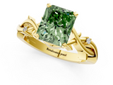 Yellow gold Fancy Green Radiant cut Solitaire Twisted Band Prong Setting Ring_184