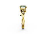 Yellow gold Fancy Green Radiant cut Solitaire Twisted Band Prong Setting Ring_185