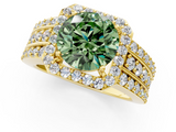 Yellow gold Fancy Green Round -Cut Halo Diamond Ring with Split Shank and Four-Prong Setting_71