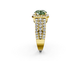 Yellow gold Fancy Green Round -Cut Halo Diamond Ring with Split Shank and Four-Prong Setting_72