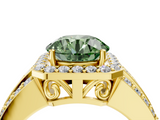 Yellow gold Fancy Green Round -Cut Halo Diamond Ring with Split Shank and Four-Prong Setting_74