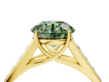 Yellow gold Fancy Green Round  Brilliant Channel-Set Solitaire Ring with Four-Prong Setting_24