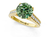 Yellow gold Fancy Green Round  Brilliant Cut Diamond Engagement Ring with Pavé Band and Four-Prong Setting_50