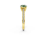 Yellow gold Fancy Green Round  Brilliant Cut Diamond Engagement Ring with Pavé Band and Four-Prong Setting_51