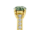 Yellow gold Fancy Green Round  Brilliant Cut Diamond Engagement Ring with Pavé Band and Four-Prong Setting_54