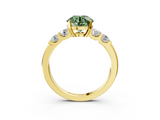 Yellow gold Fancy Green Round  Brilliant Cut Diamond Five-Stone Prong Set Engagement Ring with Channel Band_6
