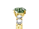 Yellow gold Fancy Green Round  Brilliant Cut Diamond Five-Stone Prong Set Engagement Ring with Channel Band_8