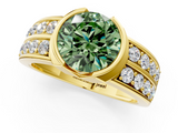 Yellow gold Fancy Green Round  Brilliant Diamond Channel Set Wide Band Ring with Bezel Setting_21