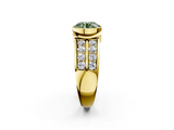 Yellow gold Fancy Green Round  Brilliant Diamond Channel Set Wide Band Ring with Bezel Setting_22