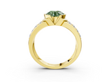 Yellow gold Fancy Green Round  Brilliant Diamond Channel Set Wide Band Ring with Bezel Setting_23