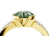 Yellow gold Fancy Green Round  Brilliant Diamond Channel Set Wide Band Ring with Bezel Setting_24