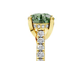 Yellow gold Fancy Green Round  Brilliant Diamond Solitaire with Pavé Band and Four-Prong Setting 5