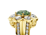 Yellow gold Fancy Green Round  Brilliant Flower Halo Diamond Split Shank Ring_88