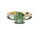 Yellow gold Fancy Green Round  Brilliant Pavé Band Solitaire with Four-Prong Setting_41