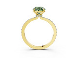 Yellow gold Fancy Green Round  Brilliant Pavé Band Solitaire with Four-Prong Setting_44