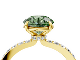 Yellow gold Fancy Green Round  Brilliant Pavé Band Solitaire with Four-Prong Setting_45